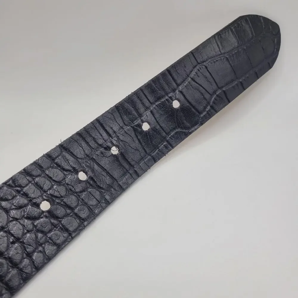 Banana Republic Belt Small Black Italian Leather Croc Embossed Minimalist Italy
